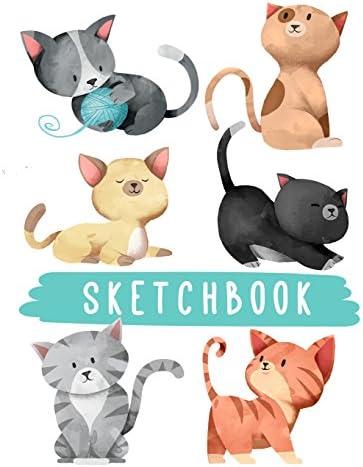 Sketchbook: Cute Happy Cats, Large Blank Sketchbook For Kids, 110 Pages, 8.5" x 11", Letter Size, For Drawing, Sketching & Doodling (Kids Drawing Books)