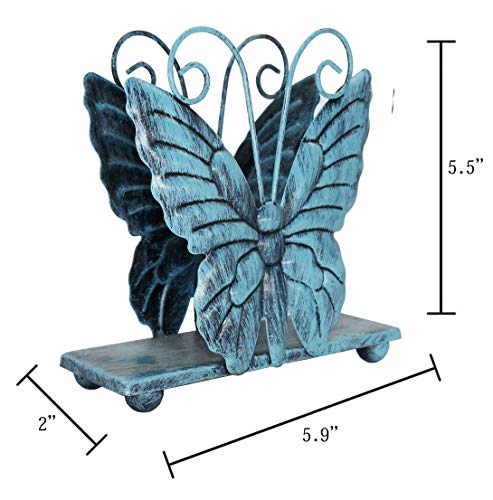 Owlgift Metal Butterfly Shaped Napkin Holder, Tabletop Paper Towel Dispenser, w/Freestanding Tissue Stand, Storage,Turquoise - Thumbnail 5
