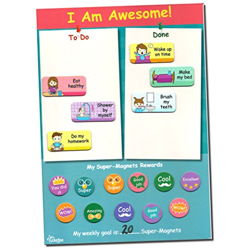 Kefpo Magnetic Daily Responsibility Chore Chart for Kids, Promotes Responsibility and Self Care, size 8.2 x 11.2 Inch