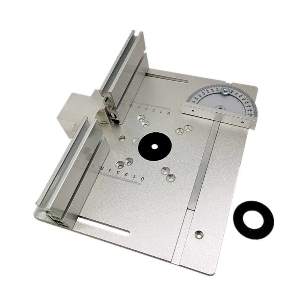Photo 1 of Router Table Insert Plate,Geevorks Woodworking Benches Router Flip Plate with Miter Gauge Guide,Aluminum Alloy, Multifunctional Trimming Engraving Table