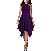 WOOSEA Women's Sleeveless Halter Neck Formal Dress Hem Asymmetrical A Line Party Cocktail Dress