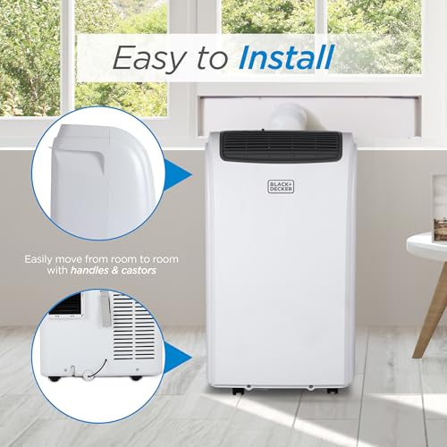 BLACK+DECKER Smart Portable Air Conditioner with Heat, 12,000 BTU (8,000 BTU SACC) Cooling, 9,000 BTU Heating for Rooms up to 550 Sq. Ft., Follow Me Remote, BPACT12HWT, White