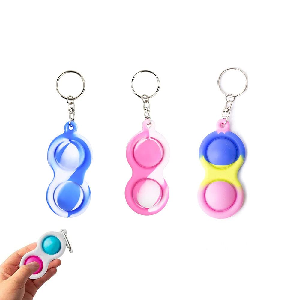 AioTio 3PCS Mini Fidget Simple Dimple Toys ,Finger Push Pop it Bubble Toys, Mini Keychain Pendant Decompression Toy for Family(B)