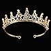 Santfe Bridal Wedding Prom Rhinestone Crystal Crown Hairband Headband Tiara Hair Jewelry for Womens Girls (style gold-2)