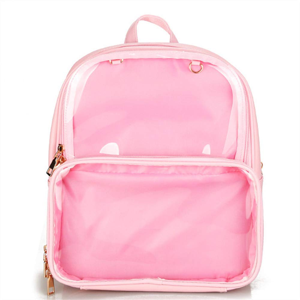 KEEPOP Ita Bags Backpack Girls School Rucksack Cute Summer Beach Bag Transparent Windows for DIY Decors, Pink