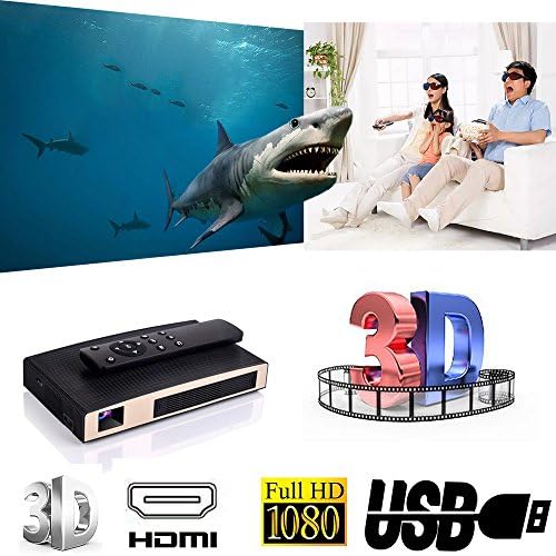 GENAI Mini Portable Pico Projector, HD for iPhone Android System DLP 1800Lumens 3D Video Projector Support 1080P HDMI USB TF Card Wifi Bluetooth Video Pocket Projector for Home Theater Cinema