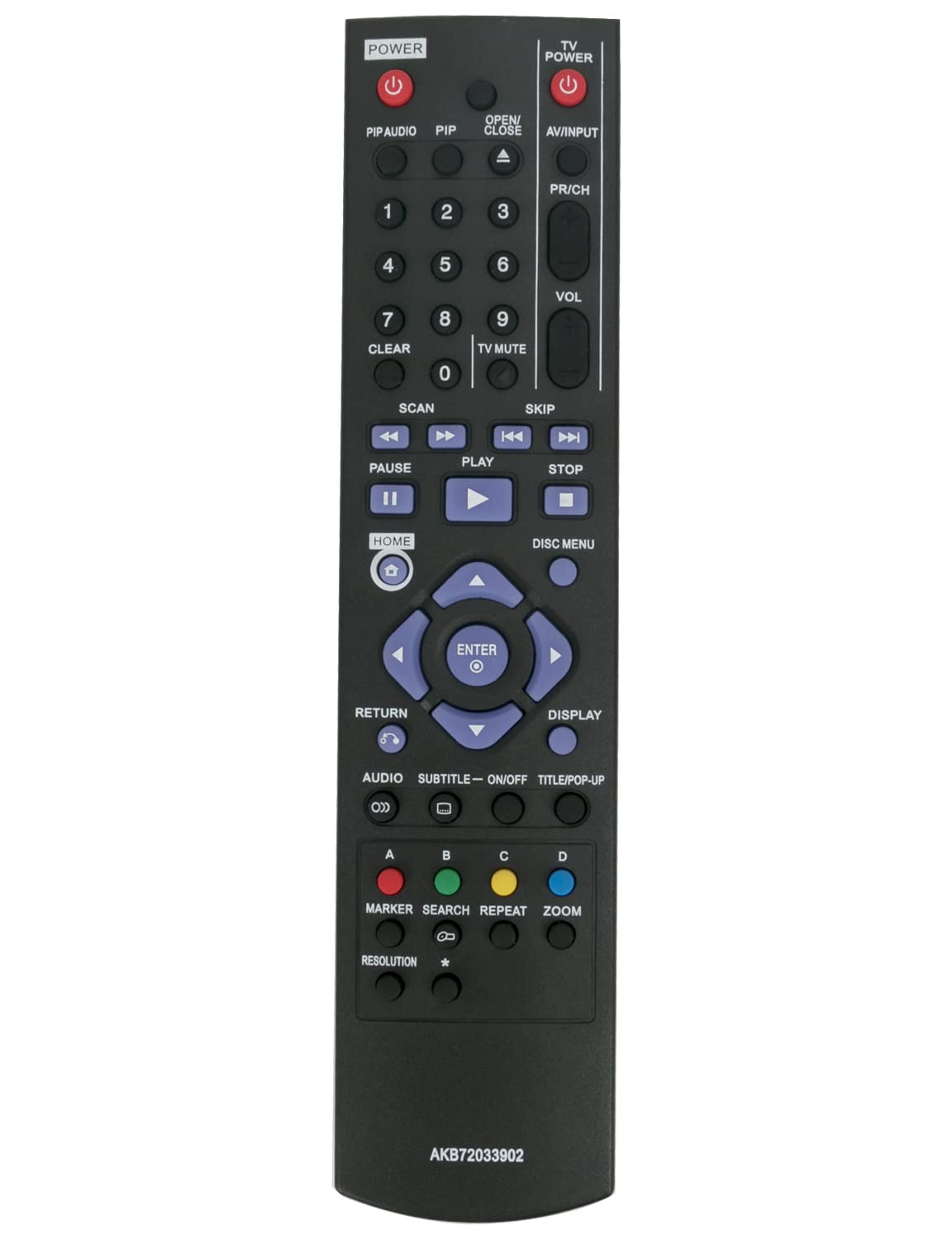 VINABTY Replacement Remote Control AKB72033902 Fit for LG Network Blu-ray Disc Player BD370C BD360 Remote