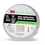3M Aluminum Foil Tape 3340, 2.5" x 50 yd, 4.0 mil, Silver, HVAC, Sealing and Patching Hot and Cold Air Ducts, Fiberglass Duct Board, Insulation, Metal Repair