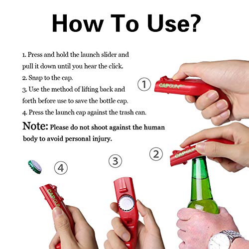 2 Pack Cap Gun Plastic Beer Bottle Opener, Bottle Cap Launcher Shooter Beer Opener, For Creative Beer Bottle Opener Family Gatherings Drinking Games Bar Party Home Drinking Game (Gray&Red)