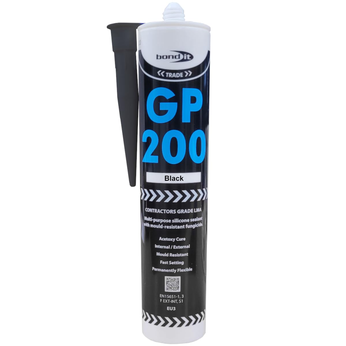 Bond-It GP200 Contractors Grade LMA General Purpose Acetoxy Silicone Sealant With Fungicide Black, 275ml