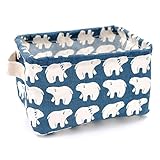 Jacone Kids Storage Bins with Cute Polar Bears Pattern,Waterproof Fabric Storage Baskets with Handles ,Collapsible and Convenient for Nursery and Babies Room