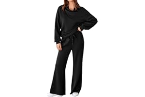 Aleumdr Women's 2 Piece Outfits Lounge Set Mock Neck Long Sleeve Sweatshirt With Wide Leg Pants Sweatsuit Fall 2025