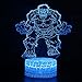 LED Superhero 3D Optical Illusion Smart 7 Colors Night Light Table Lamp with USB Power Cable (The Hulk)