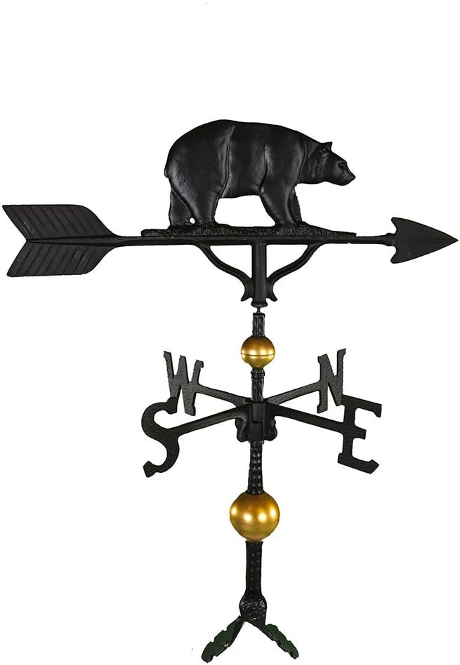 Weathervanes - Montague Metal Products 32-Inch Deluxe Weathervane with Satin Black Bear Ornament