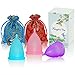 Menstrual Cup By Fairyfox Set of 2 Periods Kit with Silk Brocade Bag - Soft Comfort Fit, Reusable Menstrual Cups (Small, 2 Blue)