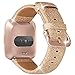 iHillon Leather Bands Compatible with Fitbit Versa/Versa 2/Versa Lite/SE, Soft Genuine Leather Classic Replacement Straps Wristbands for Women Men (Glistening Gold)