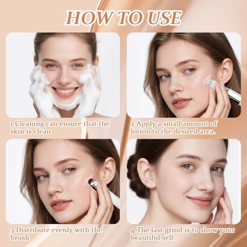 2 unidades de base de maquillaje de cambio de color, 2 en 1 con cepillo, base de cobertura completa a media para maquillaje impecable, de larga duración, hidratante, para todo tipo de pieles, piel