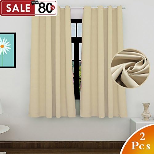 LEFENG Blackout Curtains Room Darkening Solid Thermal Insulated Grommet Christmas Black Out Window Curtain For Living Room/Bedroom 3 year warranty (2 Panels, W52 X L95 Inches, Yellow)