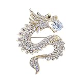 OKAJEWELRY Asian Dragon Sapphire and White Rhinestone Animal Brooch (White)