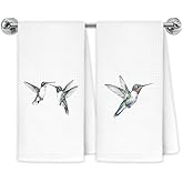 Exqcom Hummingbirds Kitchen Towels, Hummingbird Gifts for Women Hand Towels for Bathroom Kitchen, Gifts for Bird Lovers Decorative Dish Towels Drying Cloth, 16x24 Inch Set of 2