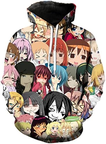 3D Anime Ahegao Hoodie Funny Print Men's Hoodie Street Casual Sweatshirt