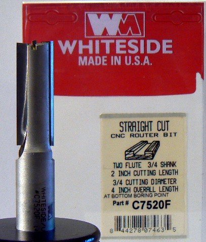 Whiteside Router Bits C7520F CNC Router Bit with 3/4-Inch Cutting Diameter and 2-Inch Cutting Length