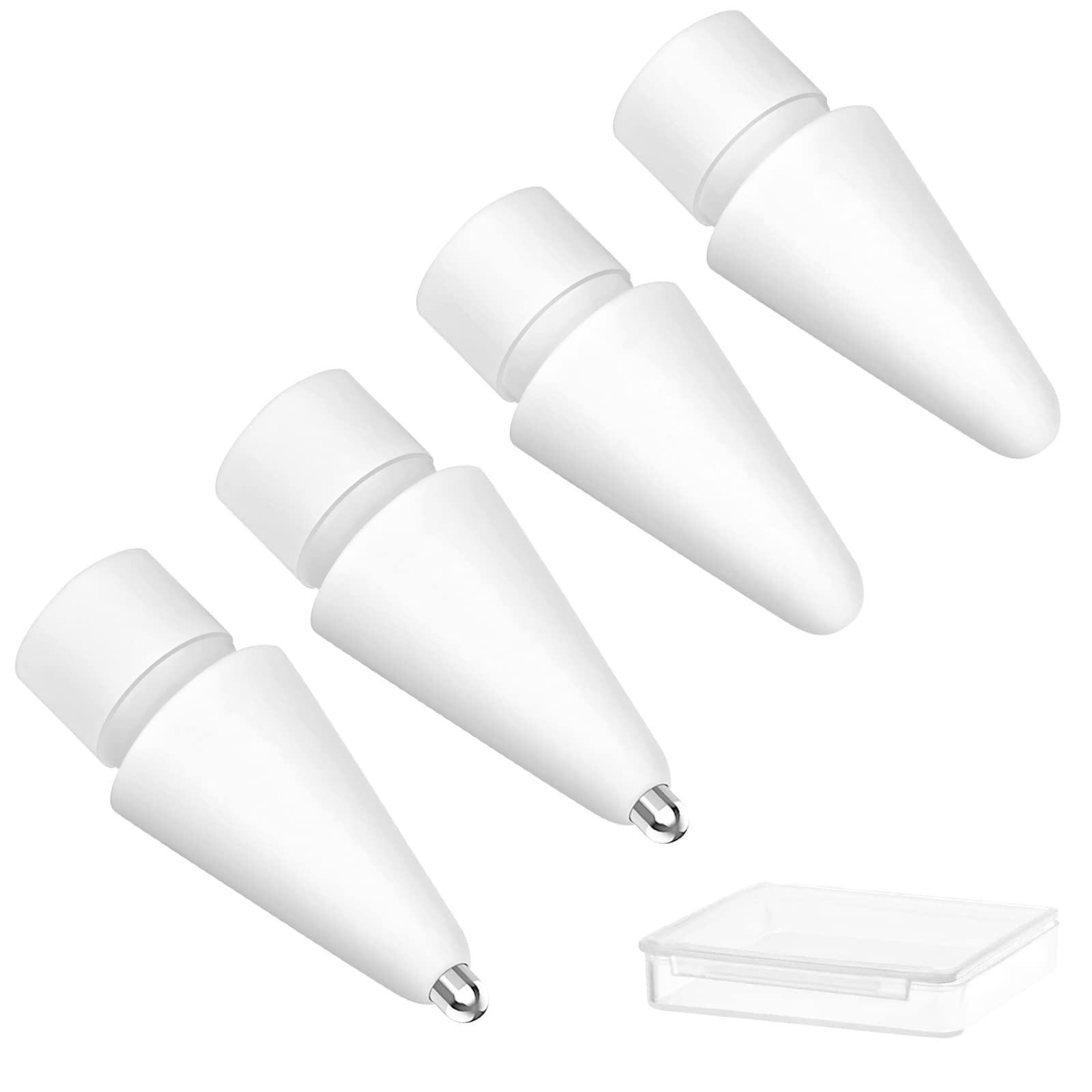 flintronic 4 Pcs Pencil Replacement Tips Stylus Nibs, Compatible with 1st and 2nd Generation, High Sensitivity Precise Control, Plastic Pen Tips*2 + Metal Wear-Resistant Pen Tips*2 (White)