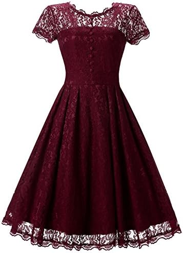Womens Vintage Bridesmaid Formal Dresses for Women Wedding Party Cocktail Swing Dress DS010 Wine red XX-Large