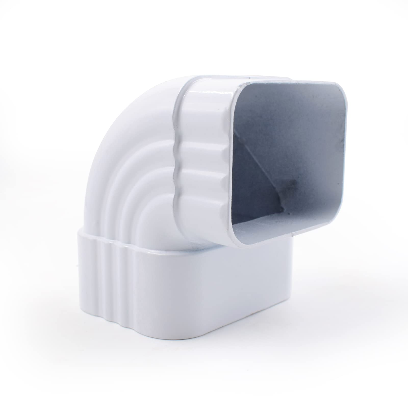 Photo 1 of 2 x 3 inches Downspout Gutter Rainwater Pipe Diverter Aluminum Downspouts Adapter Elbow Corner Reusable Water Pipes Fitting Connection for House Overboard System 90 Degree (White)