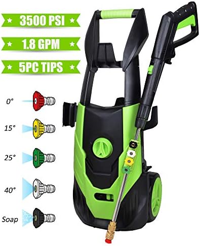 Azoran Electric Pressure Washer, Electric Power Washer with 5 Quick-Connect Spray Tips, Car Washer Machine - 3500 PSI 1.8 GPM