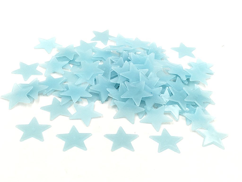 Ymai Pack of 200 Luminous 3D Star Stickers in Blue for the Wall, Ceiling in Bedroom or Children's Room, Guaranteed Long Fluorescent Luminosity
