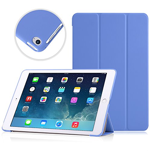 MoKo Ultra Slim Lightweight Smart-shell Stand Cover Case with Rubberized back & Auto Sleep / wake for Apple iPad Air 2, 9.7-Inch - Blue