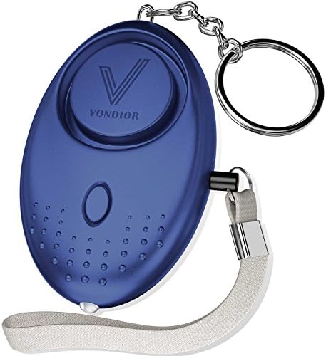 Emergency Personal Alarm - Siren Song, Extreme Loud (130dB) with LED Flashlight, Safesound alarms keychain for women, kids and Elderly. Self defense protection &amp; Safe Sound Devices by Vondior - Blue