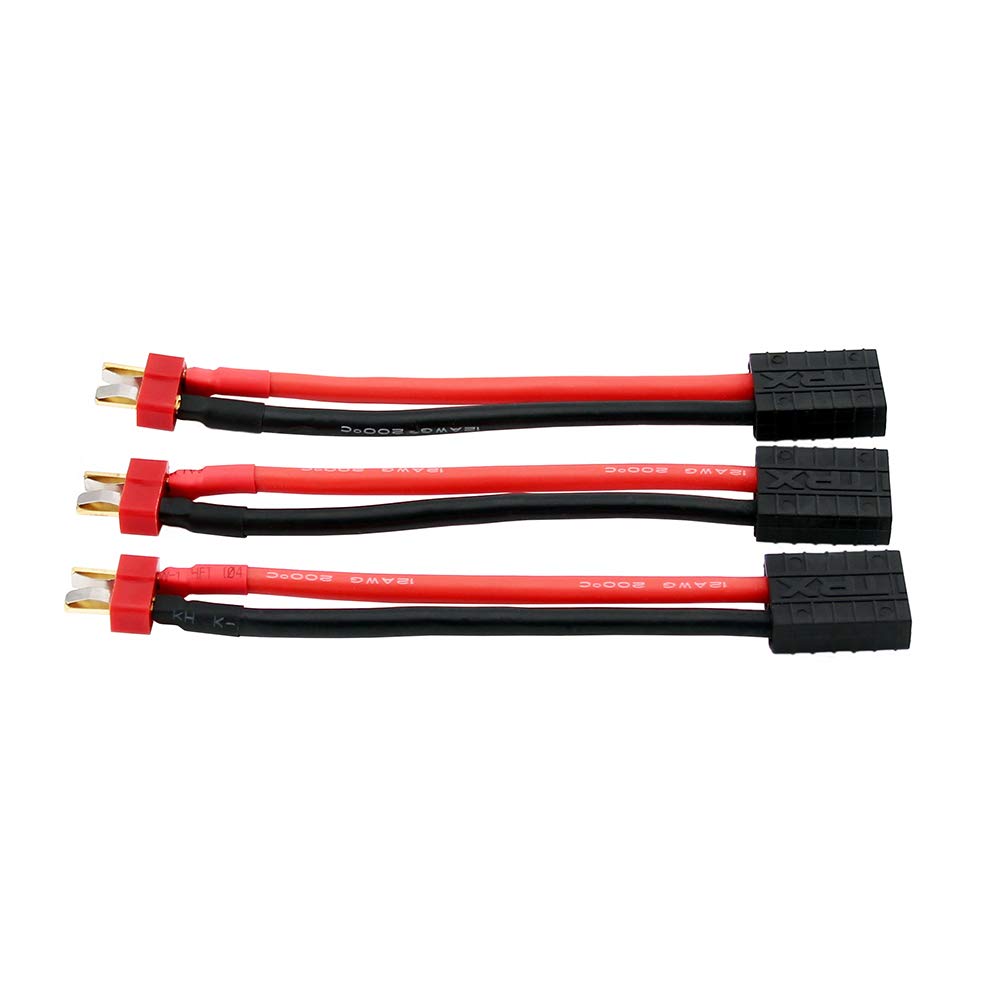 OliRC 3pcs Traxxas Style Female to Deans T-plug Style Male Connector with 12awg 4inch Wire(C68-3)