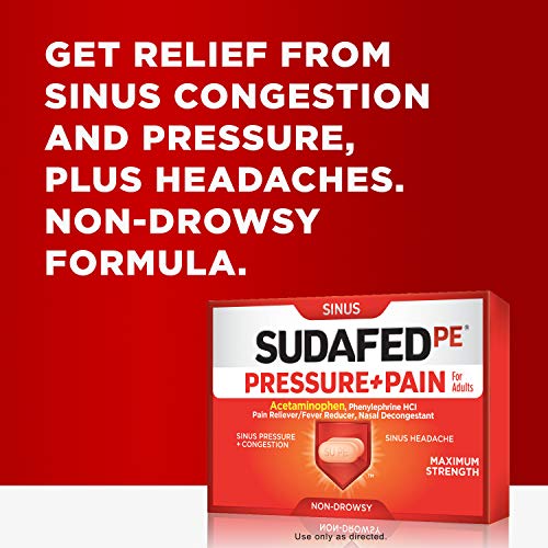 Sudafed PE Pressure + Pain + Relief for Sinus Pressure and Nasal Congestion, NonDrowsy, 24 ct
