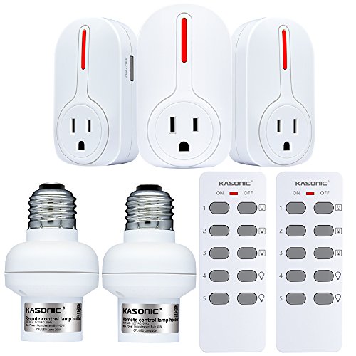 Wireless Remote Control Outlets & Light Sockets, Kasonic Smart Home ETL-Listed Remote Control Multipurpose Combo Set [3 Electrical Outlets, 2 Lamp Holders, 2 Remotes] for Household Appliances - Thumbnail 7