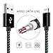 Lightning Cable BCXY 3Pack 3FT 6FT 10FT Nylon Braided Charger cable iPhone Cable USB Cord Charging Charger for iPhone X/8/8 Plus/ 7/7 Plus / 6/6 Plus/6s/6s Plus/ 5/5s/5c/SE and more (Black+Cyan)