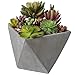 MyGift 5-Inch Modern Planter - Mini Gray Concrete Geometric Design Succulent Cacti Plant Pot with Removable Saucer and Drainage Hole