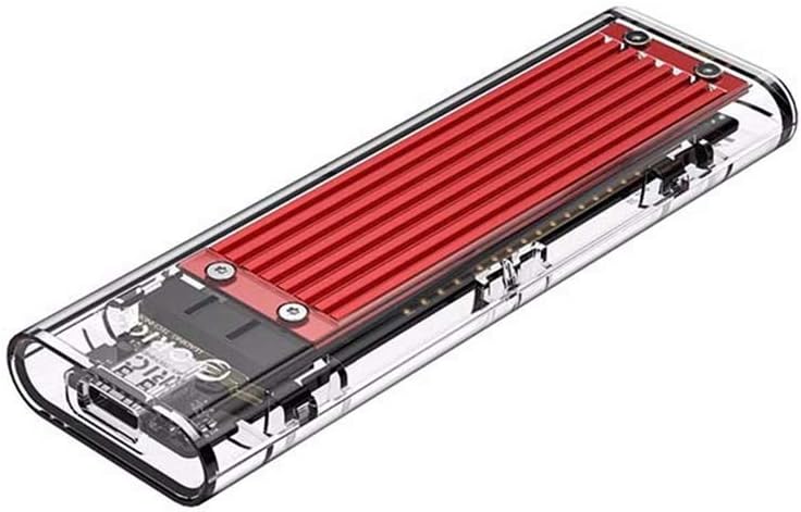 Hard Drive Enclosure Transparent USB3.1 Gen2 Type-c M.2 NVME SSD HDD Enclosure Compatible with 2230 2242 2260 2280 SSD Drive Applicable for PC and Phone UP 2TB With 2 Type Cable and Screw set (Red)