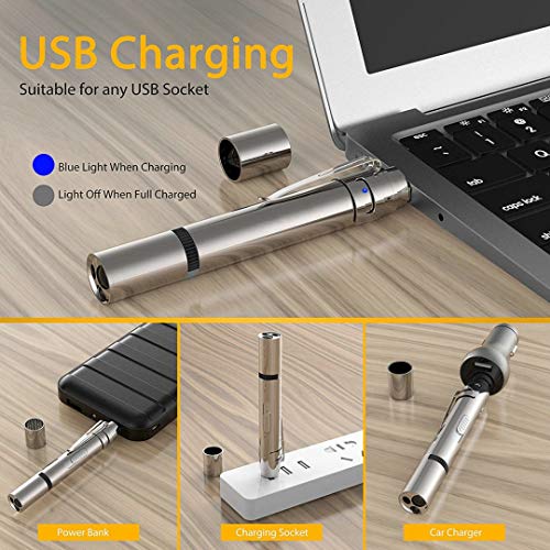 Deyace Rechargeable Cat Laser Toy, Interactive Toys for Cats Dogs Exercise and Training, 4 in 1 Function Pets Chaser Wand, Red Focused Light, UV, Flashlight, Charging Cable - Thumbnail 2