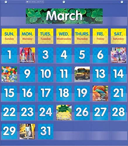 Scholastic Classroom Resources Pocket Chart Monthly Calendar Black 
