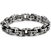 Klapgo Men's Stainless Steel Skull Link Bracelet Punk Biker Gothic Skeleton Chain Hand Jewelry for Men and Women Polished Gift for Him