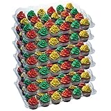 OccasionWise (6 Pack) Standard Clear Cupcake Containers - Sturdy Boxes for Tall Topping Regular Cupcakes - Fits 24 Standard Cupcakes or Muffins with Detachable Lid - Reusable Carrier Box (6)