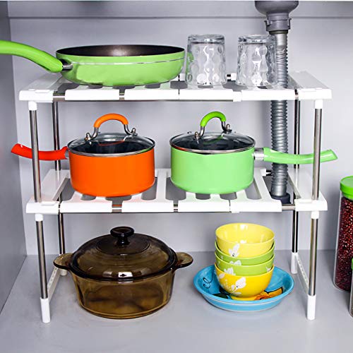 JDgoods 2-Tier Dish Drying Rack – Removable Stainless Steel Kitchen Rack Dish Drainer, Drain Tray Dish Rack, Utensil Holder, Drain Board Kitchen Supplies Storage Rack
