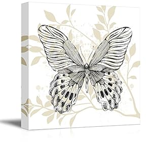 Square Canvas Wall Art - Butterfly Leaf Pattern - Giclee Print Gallery Wrap Modern Home Art Ready to Hang - 12x12 inches