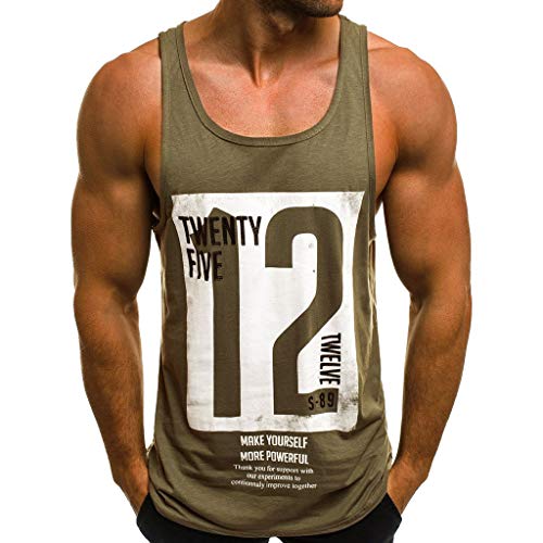 image for Forthery Men's Tank Tops Letter Print Muscle Gym Workout Fitness T-Shi