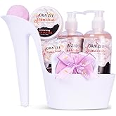 Valentine’s Day Gift for Her – 8 Pc Spa Gift Baskets for Women, Jasmine Scented Heel Shoe Spa Basket, Luxury Bath Set, Women Spa Gift by Draizee
