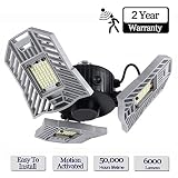 LED Garage Lights, 60W 6000LM Motion Activated LED Garage Ceiling Light Bulbs for Full Area, Adjustable Garage Lighting Fixtures Ceiling Led with Motion Sensor