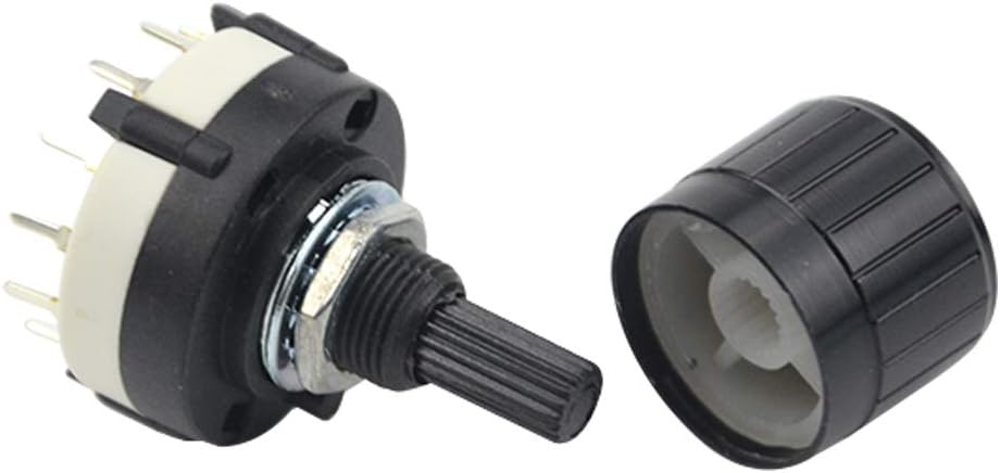 WMYCONGCONG 3 PCS RS26 4P3T 4 Pole 3 Position Selectable Band Selector Rotary Switch with Knob, Black - Image 4