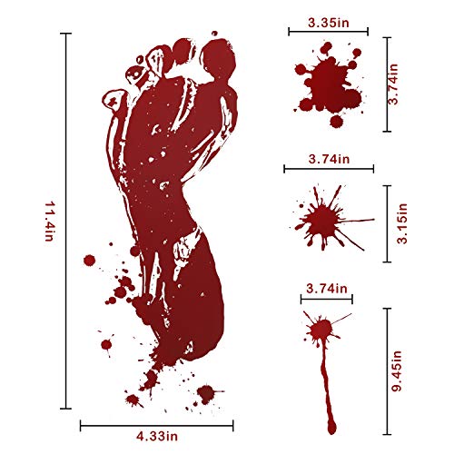 6 Sheets 78pcs Halloween Bloody Handprint Footprint Decals Stickers Decorations - Halloween Party Supplies - Vampire Zombie Fake Bloody Print For Window Wall Floor Bathtub Clings Decals Decor - Thumbnail 2